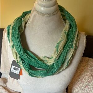 Pistil Green and Cream Multi-Strand Infinity Scarf